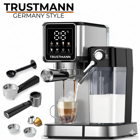 Machine à Café Expresso et Lait inox TRUSTMANN 20 Bar – 6 En 1 1350W