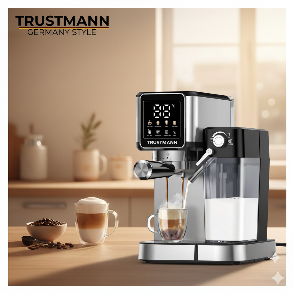 Machine à Café Expresso et Lait inox TRUSTMANN 20 Bar – 6 En 1 1350W