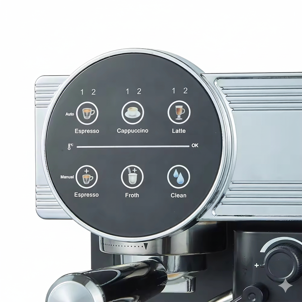 Machine à café et Lait inox 5 en1 Multi Capsules 1350W 20 Bar TRUSTMANN