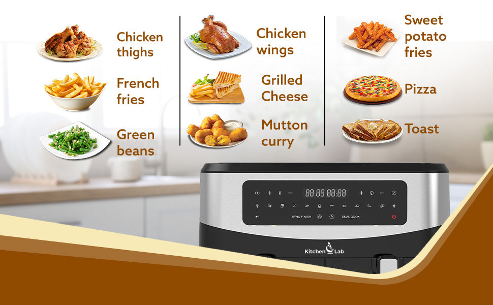 Kitchen Lab Friteuse Sans Huile 2 Panier 9L 2400w